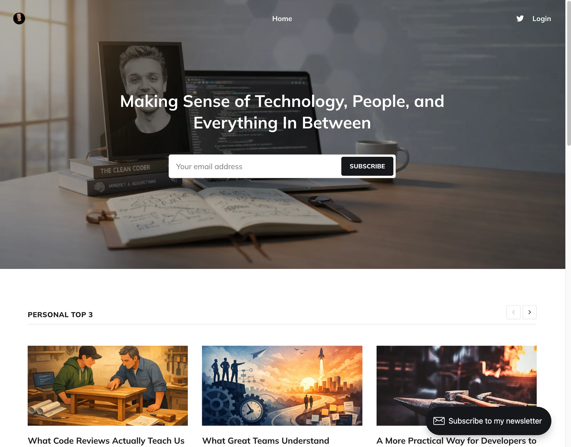 Homepage before the rebuild