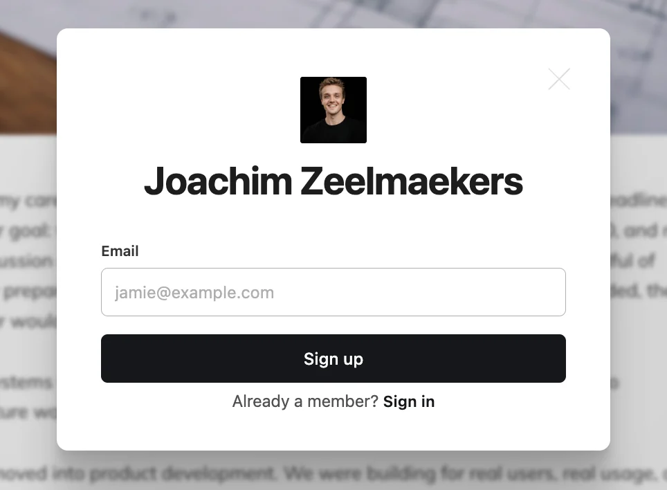 Newsletter section before the rebuild